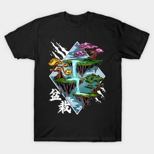 Mystical Serenity: Japanese Bonsai Enchantment on Floating Isles T-Shirt